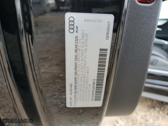 2018 Audi A5 Coupe Premium with VIN WAUSNAF55JA078513, listed as a Copart auction lot 79822204 with NaN miles and Salvage Title. Bid and sale history available at carsss.com. Image 12.
