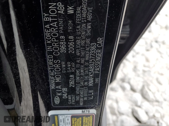 2018 Kia Forte LX with VIN KNAFK5A89J5773363, listed as a Copart auction lot 83158374 with 37,331 mi miles and Salvage Title. Bid and sale history available at carsss.com. Image 14.