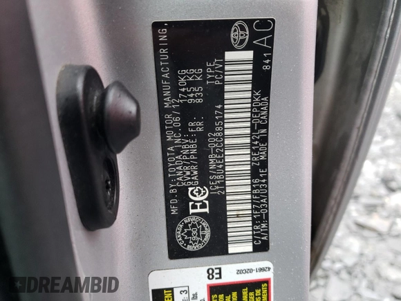 2012 Toyota Corolla L with VIN 2T1BU4EE2CC885174, listed as a Copart auction lot 50716125 with 77,096 mi miles and Salvage Title. Bid and sale history available at carsss.com. Image 12.