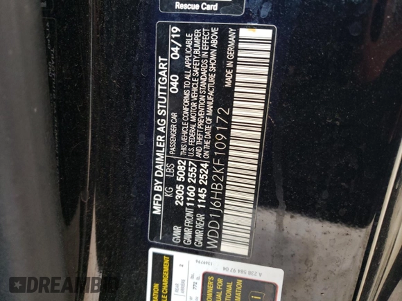 2019 Mercedes-Benz E-Class E 450 with VIN WDD1J6HB2KF109172, listed as a Copart auction lot 63305214 with 34,073 mi miles and Non Repairable. Bid and sale history available at carsss.com. Image 13.