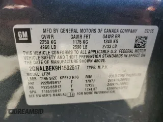 2017 Chevrolet Equinox LS with VIN 2GNALBEK9H1532517, listed as a Copart auction lot 46643705 with 148,402 mi miles and Salvage Title. Bid and sale history available at carsss.com. Image 15.