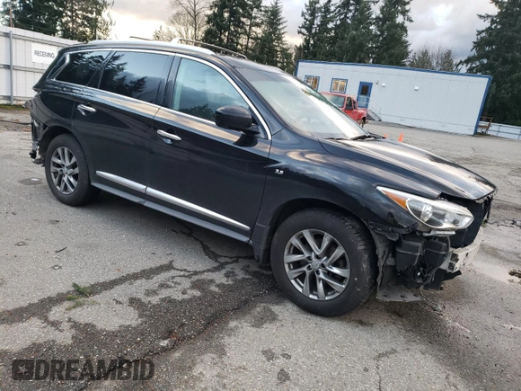 2014 Infiniti QX60 with VIN 5N1AL0MM2EC520730, listed as a Copart auction lot 81317454 with 133,627 mi miles and Salvage Title. Bid and sale history available at carsss.com. Image 4.