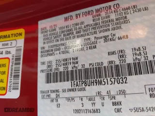 2021 Ford Mustang EcoBoost with VIN 1FATP8UH9M5157032, listed as a IAAI auction lot 41706287 with 12,503 mi miles. Bid and sale history available at carsss.com. Image 9.