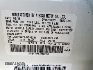 2018 Infiniti Q50 Luxe with VIN JN1EV7AP9JM592281, listed as a Copart auction lot 63676555 with 40,249 mi miles and Salvage title. Bid and sale history available at DreamBid. Image 12.