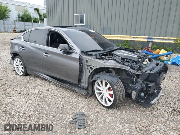 2017 Infiniti Q50 Red Sport 400 with VIN JN1FV7ARXHM870766, listed as a Copart auction lot 59943005 with 90,672 mi miles and Non repairable. Bid and sale history available at DreamBid. Image 4.