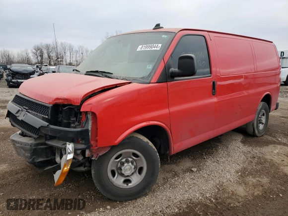 2020 Chevrolet Express Cargo Van with VIN 1GCWGAFP7L1275105, listed as a Copart auction lot 81999044 with 0 mi miles and Salvage Title. Bid and sale history available at carsss.com. Image 1.