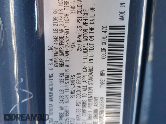 2024 Mazda CX-50 S Premium z VIN 7MMVABDM2RN196549, wystawiony jako Copart lot #46481965 z przebiegiem 44 230 mil mil oraz Nie do naprawy • Non repairable. Historia ofert i sprzedaży dostępna na DreamBid. Obrazek 16.