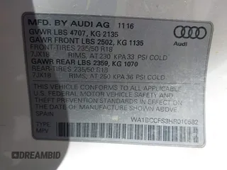 2017 Audi Q3 Premium z VIN WA1BCCFS3HR010582, wystawiony jako IAAI lot #42234517 z przebiegiem 85 880 mil mil oraz . Historia ofert i sprzedaży dostępna na DreamBid. Obrazek 9.