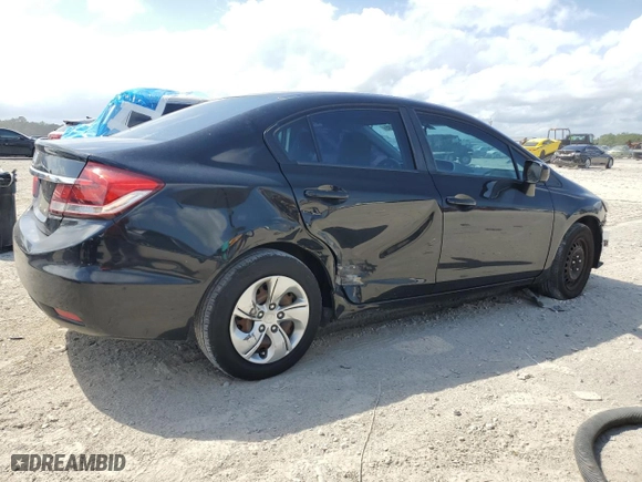 2015 Honda Civic Sedan LX with VIN 19XFB2F53FE090926, listed as a Copart auction lot 52438785 with 76,888 mi miles and Salvage Title. Bid and sale history available at carsss.com. Image 3.