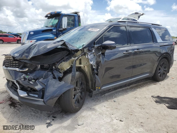 2024 Kia Carnival SX with VIN KNDNE5H37R6331882, listed as a Copart auction lot 70663554 with 21,260 mi miles and Salvage Title. Bid and sale history available at carsss.com. Image 1.