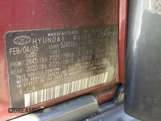 2005 Hyundai Santa Fe GLS with VIN KM8SC73D35U975899, listed as a Copart auction lot 56174615 with 182,798 mi miles and Salvage title. Bid and sale history available at DreamBid. Image 13.