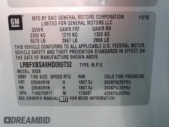 2017 Buick Envision Essence with VIN LRBFXBSA8HD089732, listed as a Copart auction lot 49162285 with 144,584 mi miles and Salvage Title. Bid and sale history available at DreamBid. Image 14.