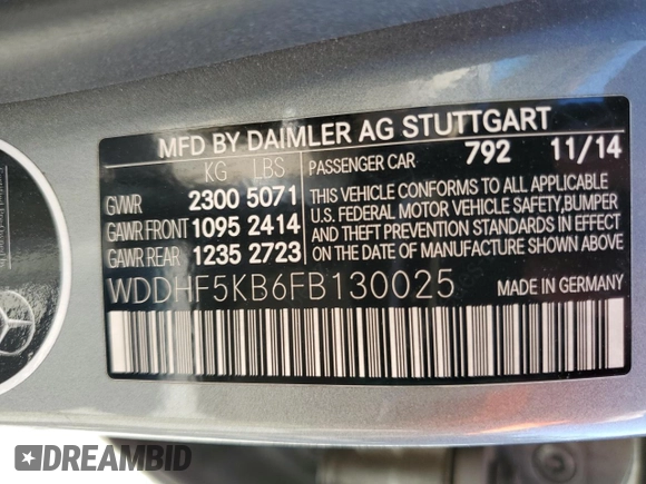 2015 Mercedes-Benz E-Class E 350 Sport with VIN WDDHF5KB6FB130025, listed as a Copart auction lot 50541215 with 140,486 mi miles and Salvage Title. Bid and sale history available at carsss.com. Image 12.