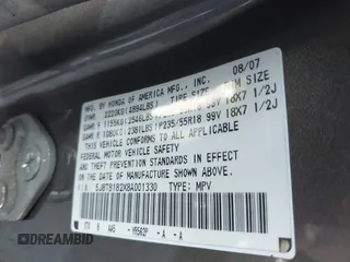 2008 Acura RDX with VIN 5J8TB182X8A001330, listed as a IAAI auction lot 41714122 with 1 mi miles. Bid and sale history available at carsss.com. Image 9.
