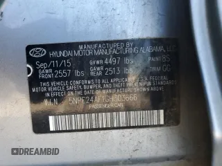 2016 Hyundai Sonata SE with VIN 5NPE24AF1GH303666, listed as a Copart auction lot 52843125 with 154,633 mi miles and Clean Title. Bid and sale history available at carsss.com. Image 12.
