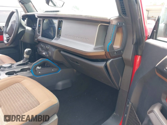 2022 Ford Bronco with VIN 1FMDE5CP1NLB84231, listed as a IAAI auction lot 42267040 with 28,260 mi miles and . Bid and sale history available at DreamBid. Image 5.