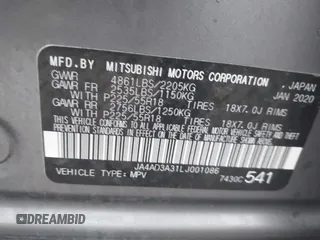2020 Mitsubishi Outlander SE z VIN JA4AD3A31LJ001086, wystawiony jako IAAI lot #42170611 z przebiegiem 88 367 mil mil oraz . Historia ofert i sprzedaży dostępna na DreamBid. Obrazek 9.