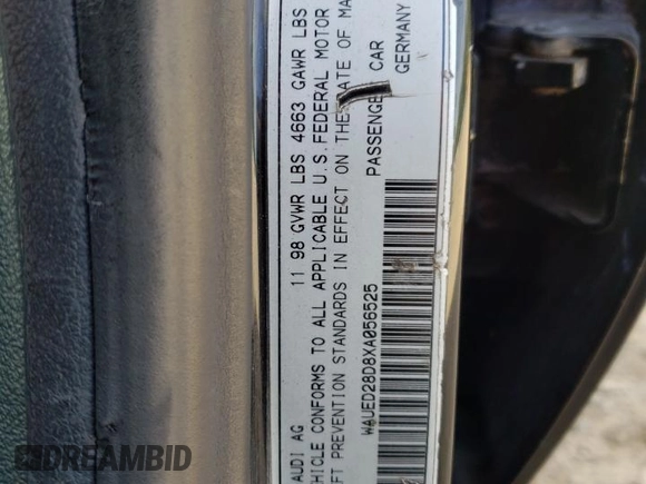 1999 Audi A4 with VIN WAUED28D8XA056525, listed as a Copart auction lot 72055614 with 179,261 mi miles and Salvage Title. Bid and sale history available at carsss.com. Image 14.