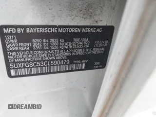 2012 BMW X6 50i z VIN 5UXFG8C53CL590479, wystawiony jako IAAI lot #42021810 z przebiegiem 92 420 mil mil oraz . Historia ofert i sprzedaży dostępna na DreamBid. Obrazek 9.