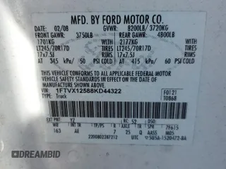 2008 Ford F-150 XL with VIN 1FTVX12588KD44322, listed as a Copart auction lot 73858284 with Not provided miles and Non repairable. Bid and sale history available at DreamBid. Image 13.