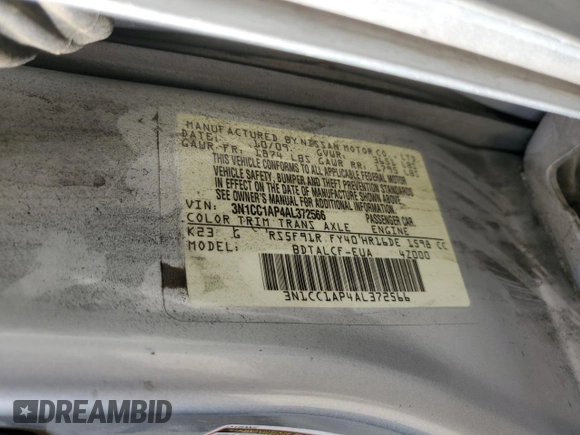 2010 Nissan Versa 1.6 with VIN 3N1CC1AP4AL372566, listed as a Copart auction lot 84704534 with 333,475 mi miles and Salvage Title. Bid and sale history available at carsss.com. Image 12.