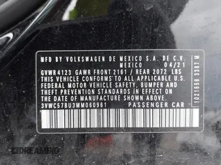 2021 Volkswagen Jetta S with VIN 3VWC57BU3MM060961, listed as a IAAI auction lot 42536668 with 88,576 mi miles and . Bid and sale history available at DreamBid. Image 9.