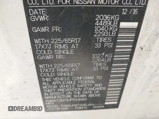2017 Nissan Rogue SV with VIN KNMAT2MT1HP541640, listed as a IAAI auction lot 41762105 with 105,981 mi miles. Bid and sale history available at carsss.com. Image 9.