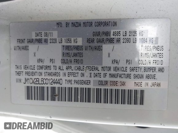 2012 Mazda 5 Sport z VIN JM1CW2BL6C0124440, wystawiony jako IAAI lot #41378536 z przebiegiem 157 262 mil mil oraz . Historia ofert i sprzedaży dostępna na DreamBid. Obrazek 9.