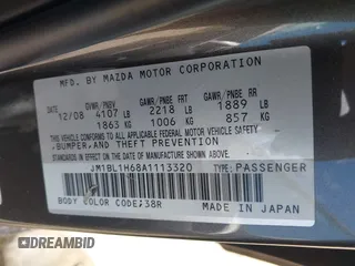 2010 Mazda 3 S Sport with VIN JM1BL1H68A1113320, listed as a IAAI auction lot 42347581 with 136,271 mi miles and . Bid and sale history available at DreamBid. Image 9.