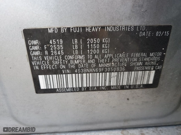 2015 Subaru Legacy 2.5i Limited with VIN 4S3BNAN69F3050836, listed as a Copart auction lot 47422715 with 127,081 mi miles and Salvage Title. Bid and sale history available at carsss.com. Image 12.