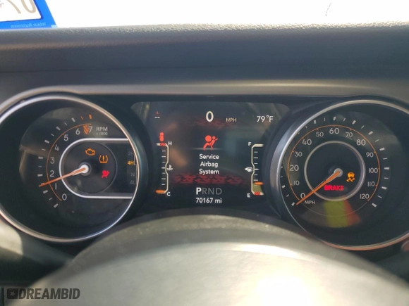 2020 Jeep Wrangler Unlimited Sport S with VIN 1C4HJXDG3LW117301, listed as a Copart auction lot 52571555 with 70,167 mi miles and Salvage Title. Bid and sale history available at carsss.com. Image 9.