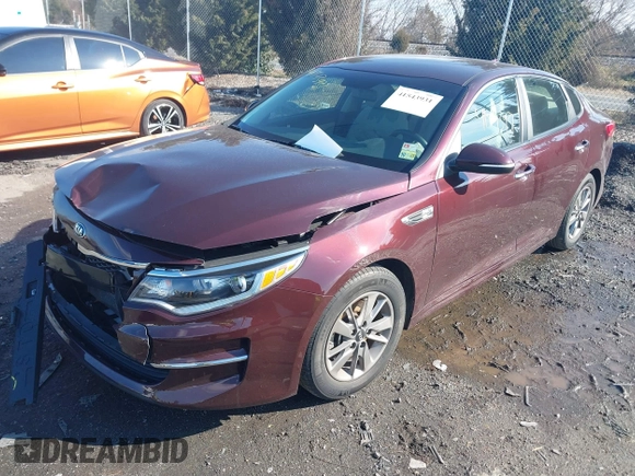 2016 Kia Optima LX Turbo with VIN 5XXGT4L14GG001906, listed as a IAAI auction lot 41543931 with 34,907 mi miles. Bid and sale history available at carsss.com. Image 2.