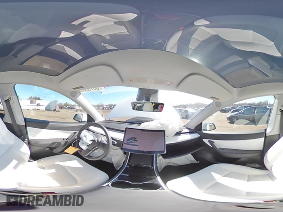 2021 Tesla Model Y Long Range with VIN 5YJYGDEE5MF118045, listed as a Copart auction lot 50790065 with 43,704 mi miles and Salvage Title. Bid and sale history available at DreamBid. Image 12.