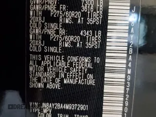 2021 Nissan Armada SL with VIN JN8AY2BA4M9372901, listed as a Copart auction lot 46041155 with 102,152 mi miles and Salvage Title. Bid and sale history available at carsss.com. Image 13.