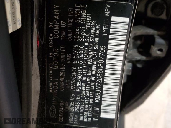 2008 Hyundai Tucson SE with VIN KM8JN72D88U807705, listed as a Copart auction lot 77490174 with 89,117 mi miles and Salvage Title. Bid and sale history available at carsss.com. Image 13.