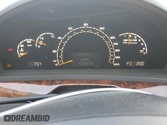 2004 Mercedes-Benz S 55 AMG with VIN WDBNG74J54A407159, listed as a Copart auction lot 51327975 with 129,074 mi miles and Salvage Title. Bid and sale history available at DreamBid. Image 9.