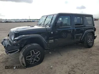 2024 Jeep Wrangler Sahara with VIN 1C4PJXEG8RW262661, listed as a Copart auction lot 55464325 with 561 mi miles and Salvage title. Bid and sale history available at DreamBid. Image 1.