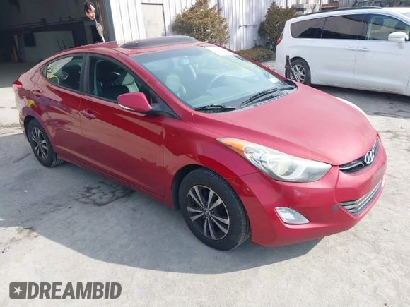 2012 Hyundai Elantra Limited with VIN KMHDH4AE6CU428708, listed as a IAAI auction lot 41658799 with 186,585 mi miles. Bid and sale history available at carsss.com. Image 1.