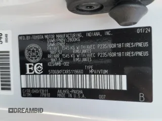 2024 Toyota Sienna LE with VIN 5TDGSKFCXRS119660, listed as a Copart auction lot 48903225 with 11,645 mi miles and Salvage Title. Bid and sale history available at carsss.com. Image 14.