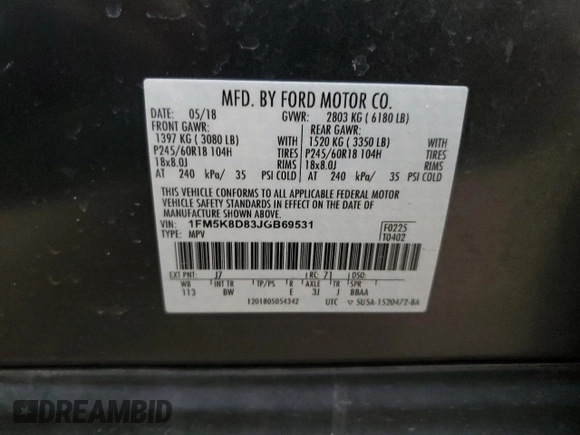 2018 Ford Explorer XLT with VIN 1FM5K8D83JGB69531, listed as a Copart auction lot 52981025 with 114,873 mi miles and Salvage Title. Bid and sale history available at carsss.com. Image 13.