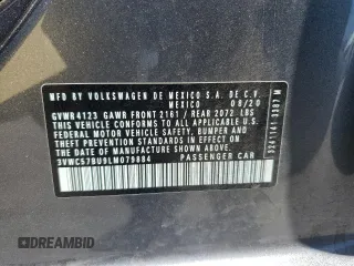 2020 Volkswagen Jetta S z VIN 3VWC57BU9LM079884, wystawiony jako Copart lot #56528105 z przebiegiem 29 209 mil mil oraz Szkoda całkowita • Salvage title. Historia ofert i sprzedaży dostępna na DreamBid. Obrazek 12.