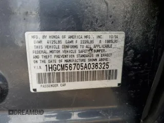 2005 Honda Accord EX with VIN 1HGCM56705A036325, listed as a Copart auction lot 49598345 with 227,086 mi miles and Salvage Title. Bid and sale history available at DreamBid. Image 13.
