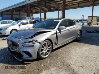 2022 Genesis G70 2.0T with VIN KMTG34TA8NU089349, listed as a Copart auction lot 47047565 with 24,351 mi miles and Salvage Title. Bid and sale history available at DreamBid. Image 1.