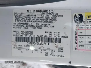 2010 Ford Fusion SEL with VIN 3FAHP0CG5AR376143, listed as a IAAI auction lot 41385840 with 153,854 mi miles. Bid and sale history available at carsss.com. Image 9.
