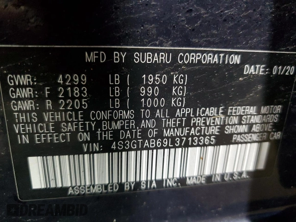 2020 Subaru Impreza с VIN 4S3GTAB69L3713365, выставлен на аукционе Copart как лот 51605555 с пробегом 84 673 миль миль и Списание • Salvage title. История ставок и продаж доступна на DreamBid. Изображение 12.