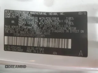 2012 Toyota Sienna XLE z VIN 5TDDK3DC0CS039531, wystawiony jako Copart lot #55458635 z przebiegiem 211 851 mil mil oraz Czysty tytuł • Clean title. Historia ofert i sprzedaży dostępna na DreamBid. Obrazek 13.