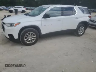 2018 Chevrolet Traverse LS with VIN 1GNERFKW7JJ217709, listed as a Copart auction lot 63332405 with 127,758 mi miles and Salvage title. Bid and sale history available at DreamBid. Image 1.