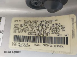 2013 Toyota Corolla L с VIN 5YFBU4EE8DP164181, выставлен на аукционе IAAI как лот 42382562 с пробегом 220 739 миль миль и . История ставок и продаж доступна на DreamBid. Изображение 9.