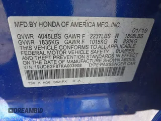 2019 Acura ILX w/Premium/A-Spec Pkg with VIN 19UDE2F87KA003908, listed as a IAAI auction lot 41673179 with 72,505 mi miles. Bid and sale history available at carsss.com. Image 9.