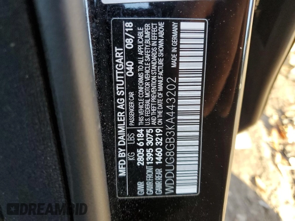 2019 Mercedes-Benz S 560 with VIN WDDUG8GB3KA443202, listed as a Copart auction lot 83985104 with 39,911 mi miles and Salvage Title. Bid and sale history available at DreamBid. Image 13.